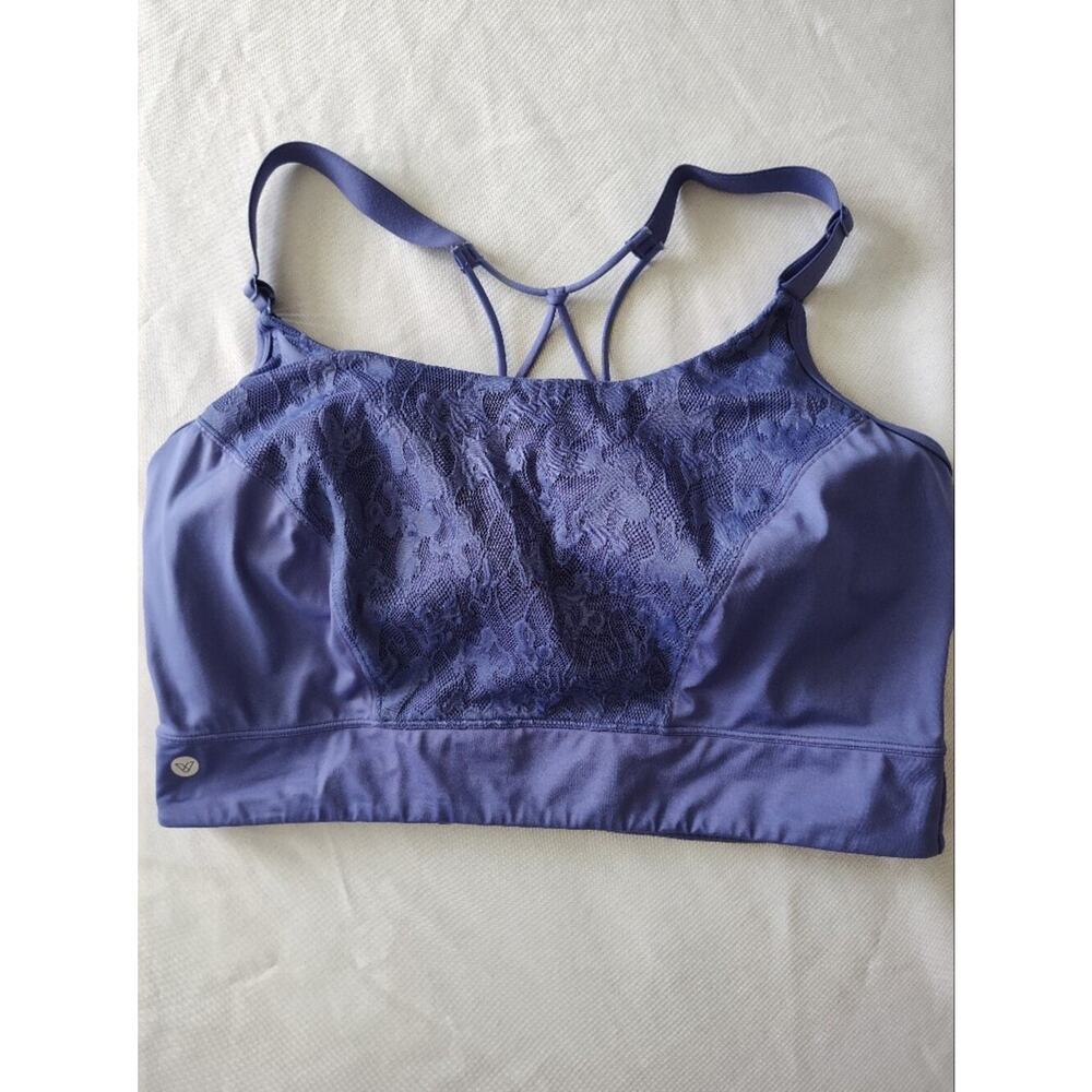 Livi Active Purple Lace-Front Sports Bralette 28 Plus Size